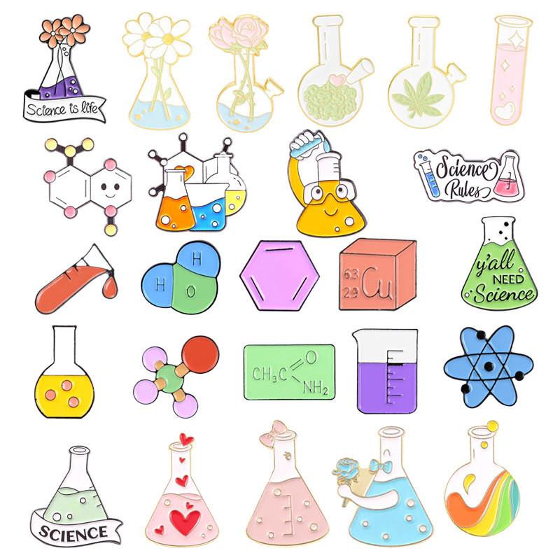 Creative Chemistry Reagent Beaker And Test Tube Brooch Pin Set For Science Lovers And Students