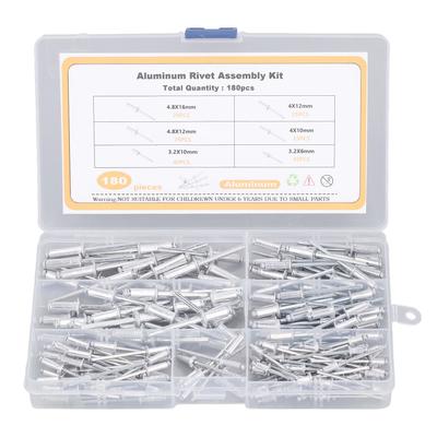 180 Stück Blindniet Flansch Aluminiumlegierung 6 Größen Sortimentsset Kit für Verbindung