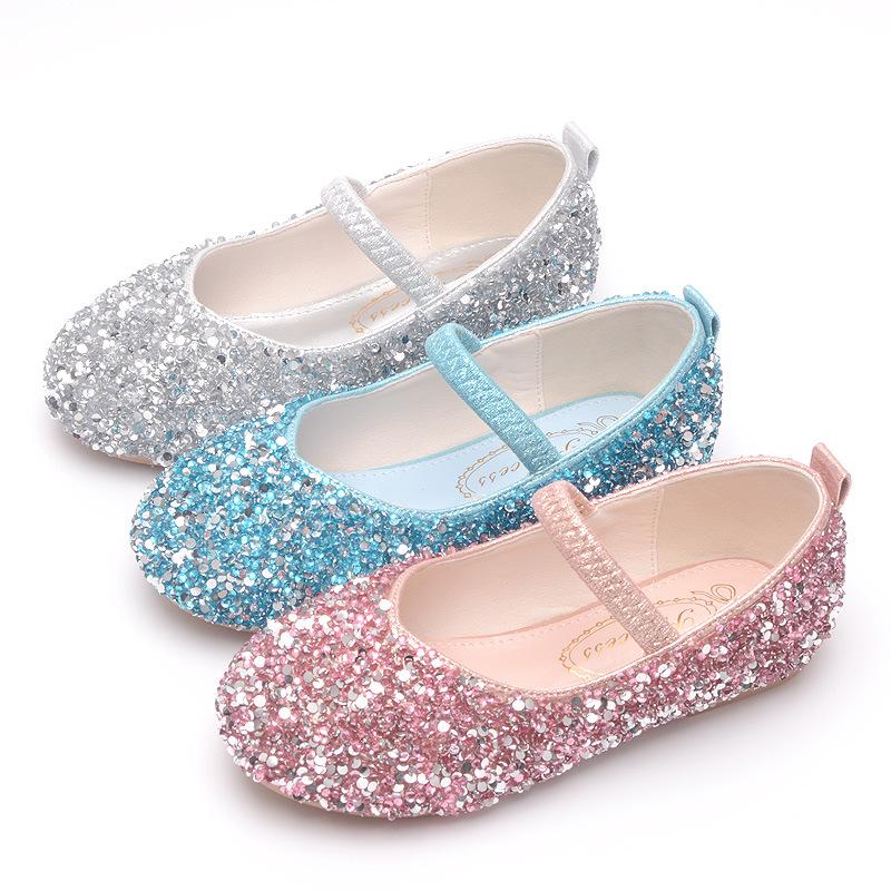 Girls' Princess Shoes Spring New Children's Shoes Little Girls' Leather Shoes Crystal Shoes for Dresses