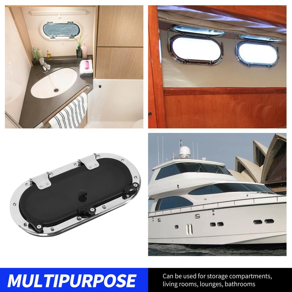 Boat Hatch Oval Porthole Window with Switch Handle 16 X 8in Internal Opening UV Resistant Waterproof Deck Hatch Window for Marine Yacht