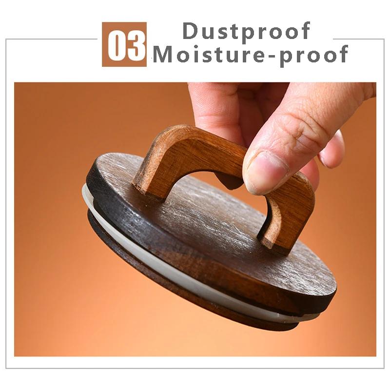 Thickened Glass Sealed Jar with Wooden Lid Waterproof Moisture-proof Coffee Bean Storage Tray Transparent Tea Cereal Containerr