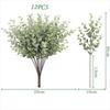 New 12pcs/lot Artificial Plant Branch Plastic Eucalyptus Leaves Wedding Garden Decor Home Living Room Table Green Decoration