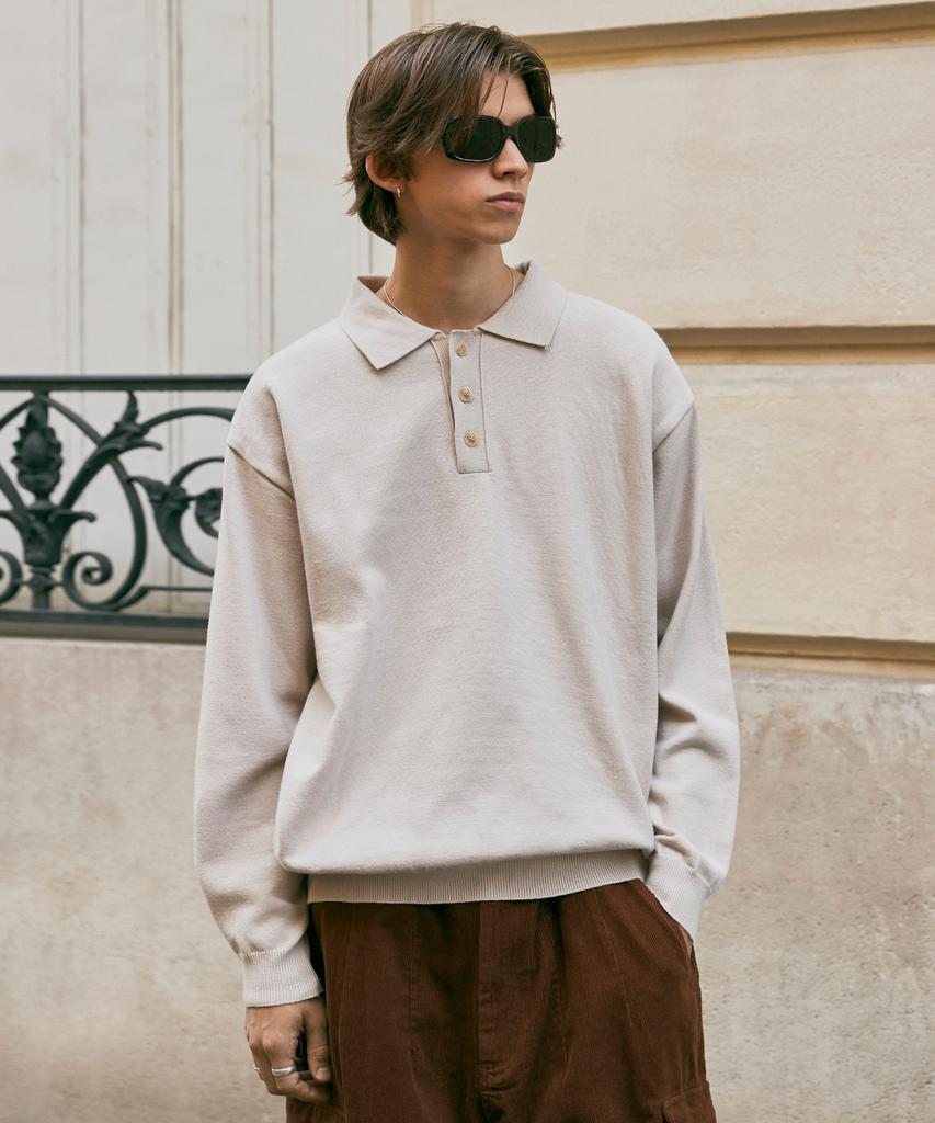 MINIMALPROJECT Half Button Collar Knit Mnt105 / 2 Colors