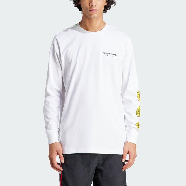 Adidas X Stone Roses Collaboration Manchester United Letter Pattern Printed Retro Football Casual Culture Long Sleeve T-Shirt Men T-Shirt White IP9192