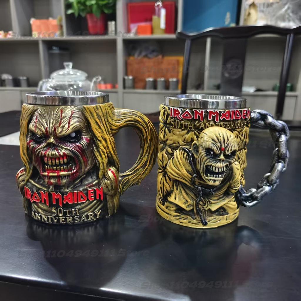 2025 Nové Pro Iron Maiden 50. výročí Iron Maiden Hrneček na kávu Nerezová ocel Značka Hrneček Dekorace