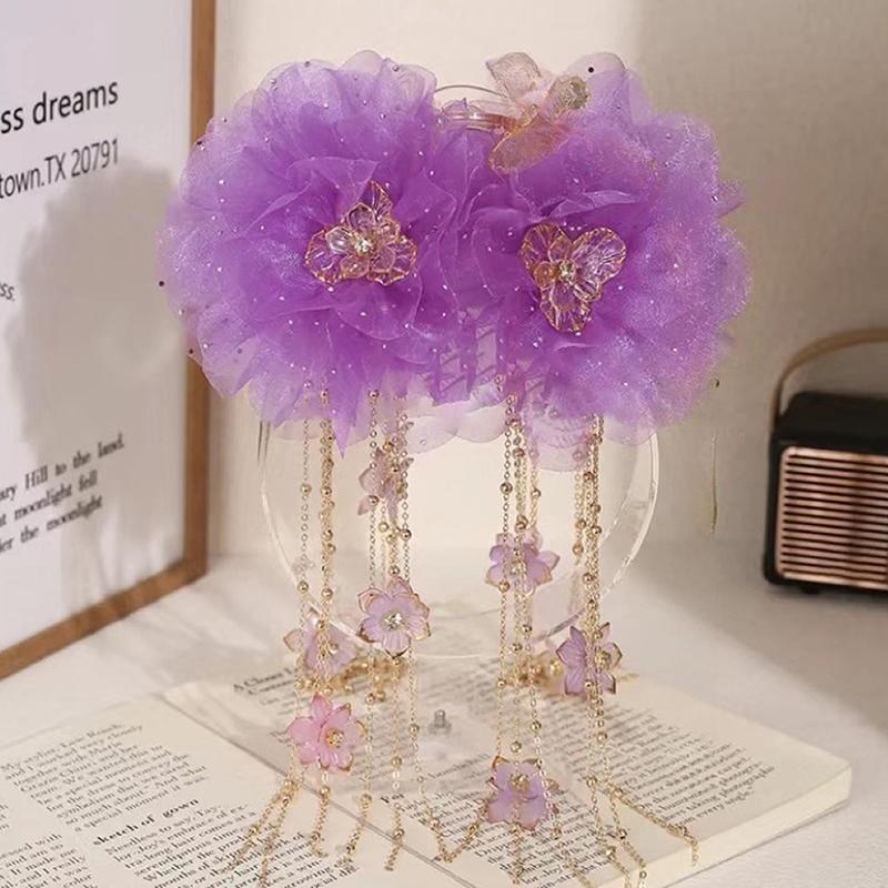 Elegant Lotus Flower Hair Clip Sequins Tassels Hair Claw For Women Girls Sweet Fashion Shark Clip Hair Accessories Gifts
