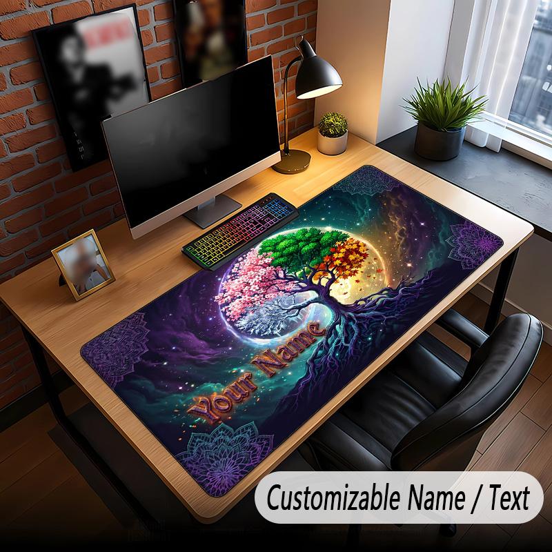 Tree of Life Theme Custom Mouse Pad Personalized With Name Text Customized Desk Mat For Office Home Decor