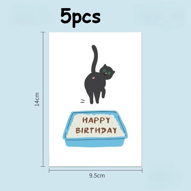 

10pcs/5pcs Funny Cat Litter Box Birthday Card – With Happy Birthday Message | Unique Greeting Card for Cat Lovers