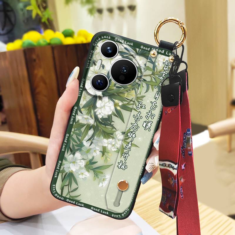 Durable For Mom Phone Case For Huawei P70 Pro/Pura 70 Pro+ Chinese Style Ring Silicone Protective Elderly Lady Lanyard