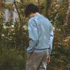 CHALLENGER Men'S Big Logo Cut-Out Long Sleeve Sweatshirt Pale Blue