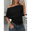 Summer 2026 Women's One-Shoulder Sexy Slim-Fit Batwing Sleeve T-Shirt
