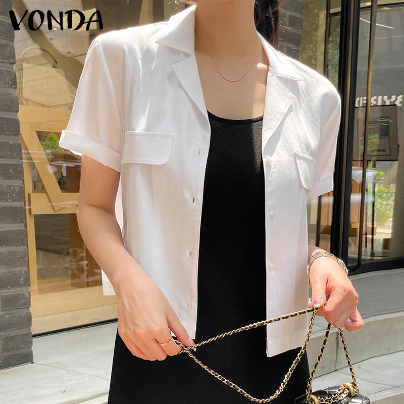 

Летние женские однотонные топы с короткими рукавами VONDA