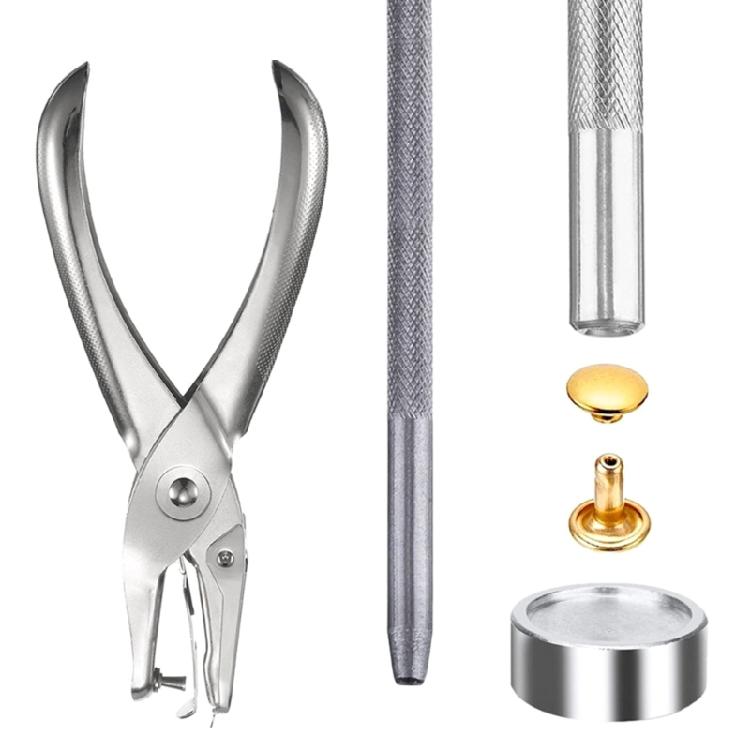 Leather Rivet Tubular Metal Studs with Setting Tools Punch Plier