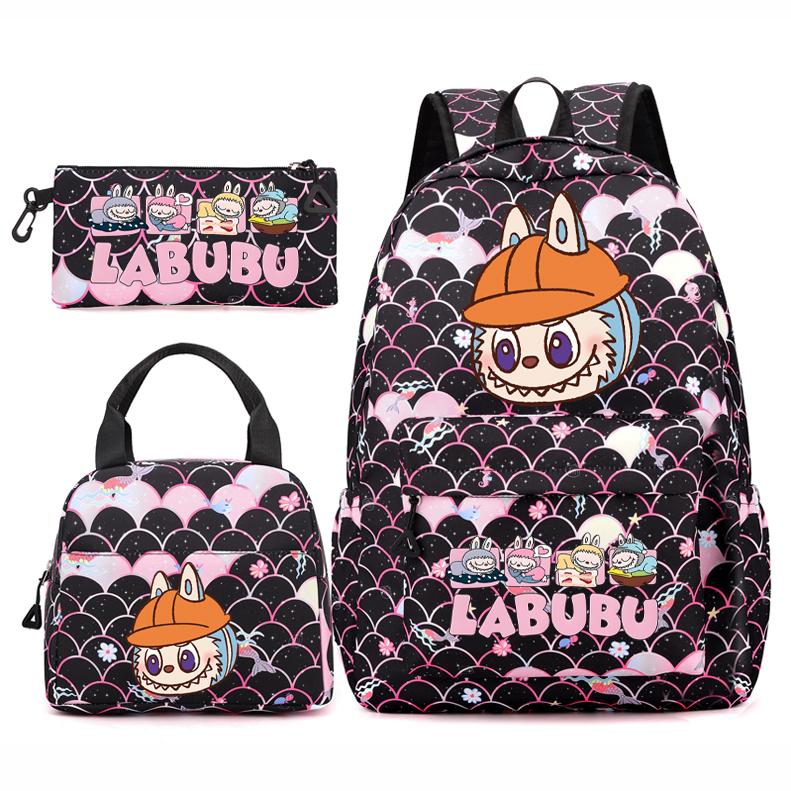 3Pcs/set Backpack for Girl School Teen Student Knapsack Women Rucksack with Lunch Bags Pencil Bag Fish Scale Style Bags