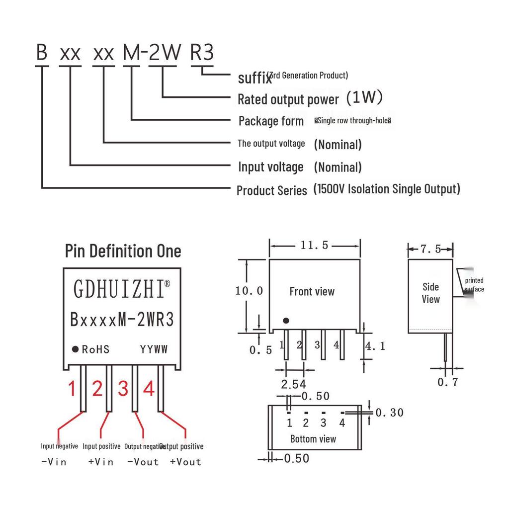 DC Electronic Module B0505M-2WR3: 5V-to-5V Isolated Power Supply with Short Circuit Protection & Low Power Consumption.