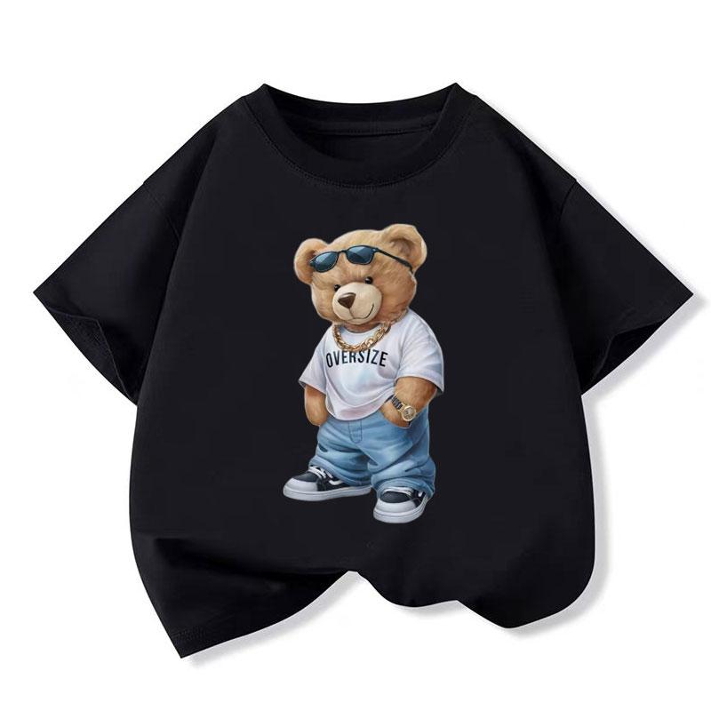 

Cool Bear Graphic Print Baby Boys T-shirt Cotton Black Tops Tee 2026 New Summer Sport Cartoon Kids T Shirt Teen 6 8 10 12 Years 150