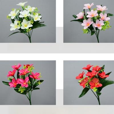 Vivid 7 Heads Artificial Lily Flower Silk 30cm Fake Lily Bouquet Artificial Decorations for Living Room Office