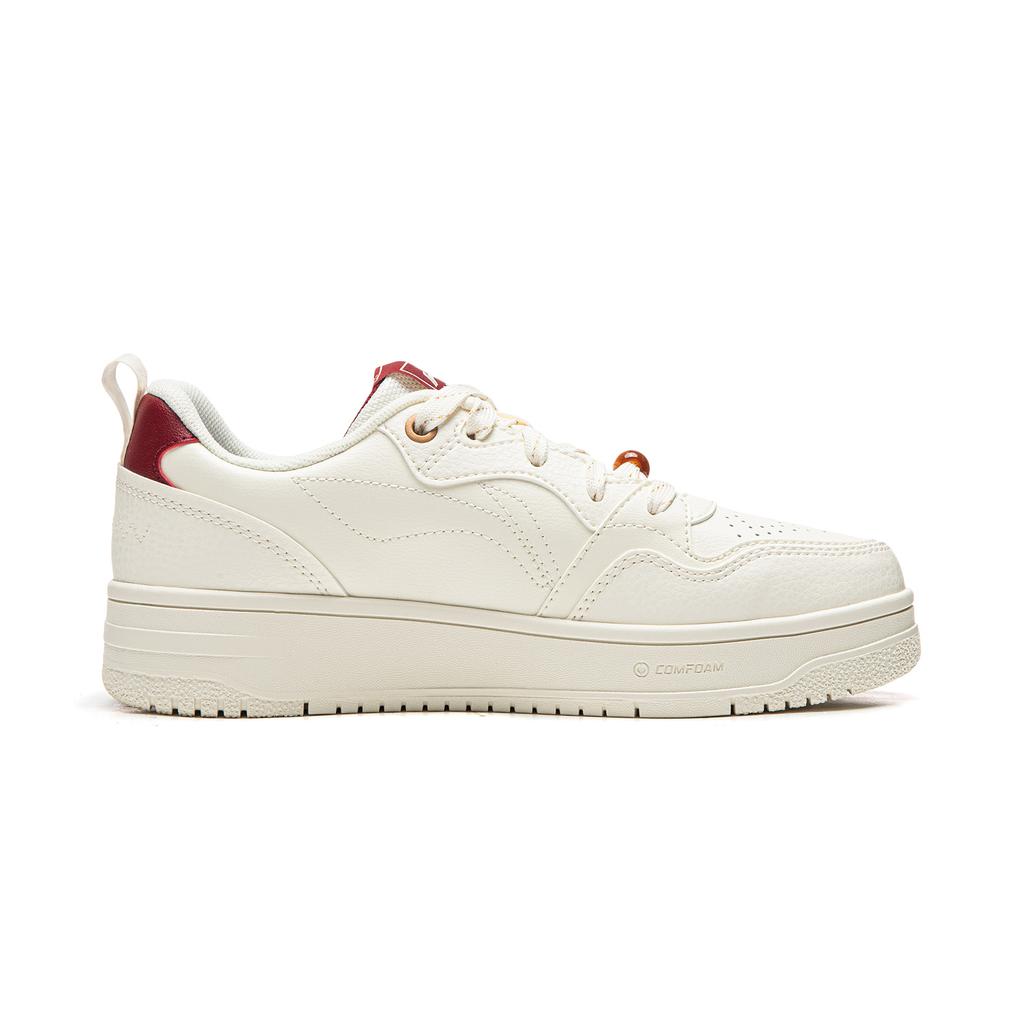Li Ning Tianji Soft Slip Resistant, Abrasion Resistant, Height Increasing Low Top Skateboard Shoes Women's White Red AGCW068-5