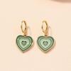 1 Pair Cute Gradient Color Heart-shaped Hoop Earring- Vintage Colorful Enamel Love Heart Dangle Drop Earring for Women Girl Teen 14K Gold Plated