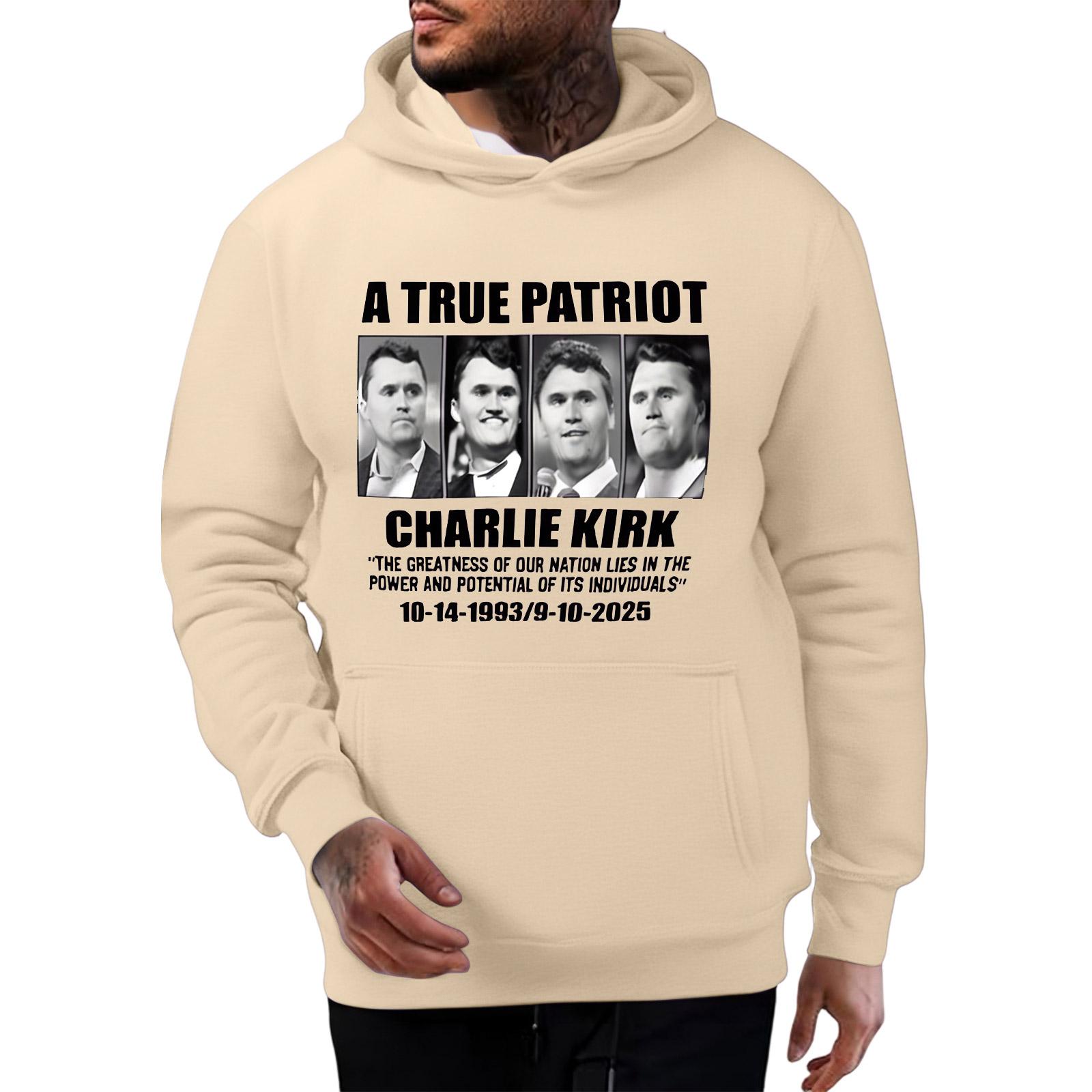 

Men s Fashionable Casual Long-sleeved Printed Hooded Sweater Top M хаки