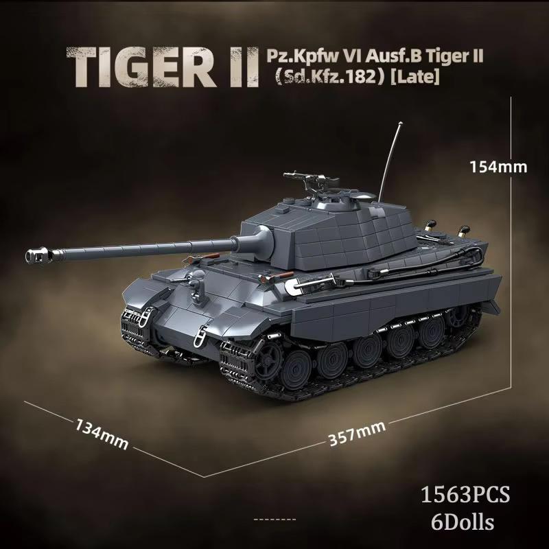 Военный Тяжелый Танк Тигр II 2 Sd.Kfz.182 Строительные Блоки Черный Тигр Гусеничная Бронированная Машина Игрушечные Кубики