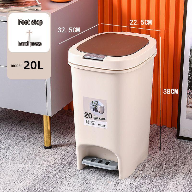 Large Odor-Proof Foot Pedal Trash Can with Lid for Home: Double Opening for Bedroom, Living Room, Kitchen, Bathroom, and Toilet.