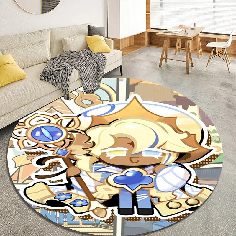Cookie Run Kingdom Round Area Rug,Carpet Rug for Living Room Bedroom Sofa Playroom Decor,Non-slip Floor Mat18