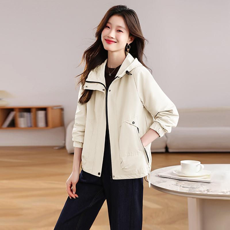 Hooded Jacket Jacket Women's Spring and Autumn New Small Tooling Fashion Casual Jacket Top, Trendy