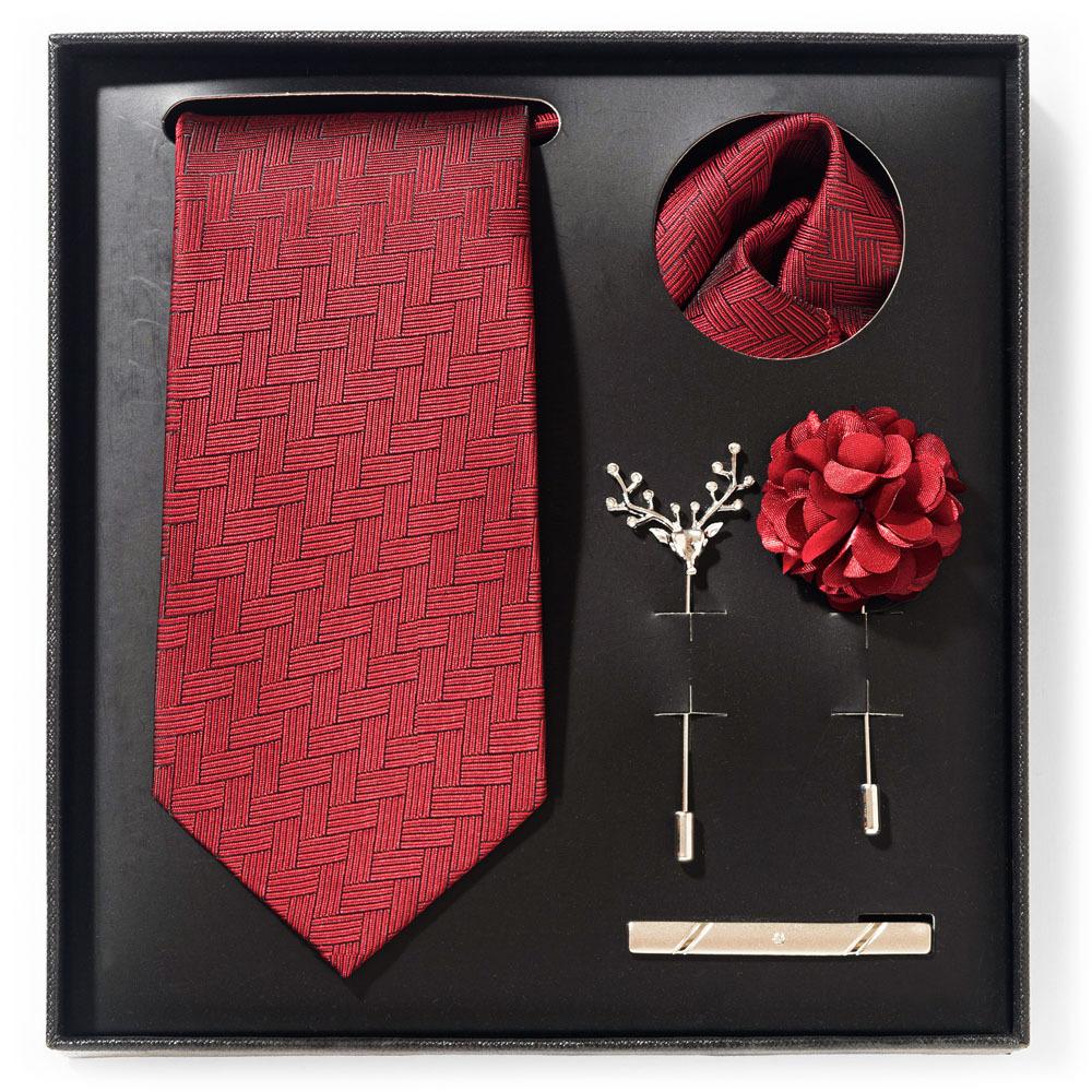 Tie Men'S Net Color Striped Cashew Flower Men'S Tie High Sense 6-Piece Gift Box Men'S Suit Accessories