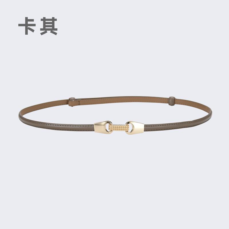 Fine Belt Women'S Leather Button Belt Women'S Casual Pants Belt Chain