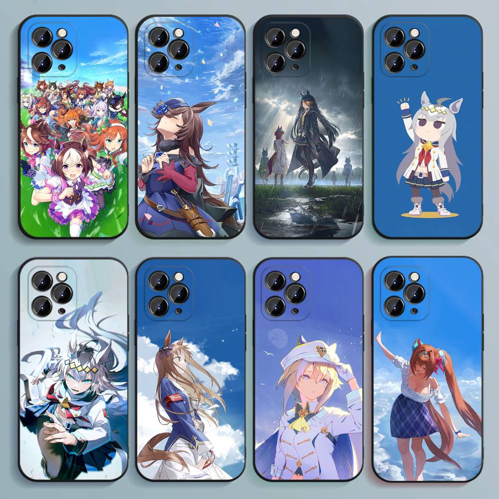 Uma Musume Pretty Derby Phone Case For iPhone 17,16,15,14,13,12,Pro,Max,Plus,E,SE4,Air,Mini Black Soft Cover
