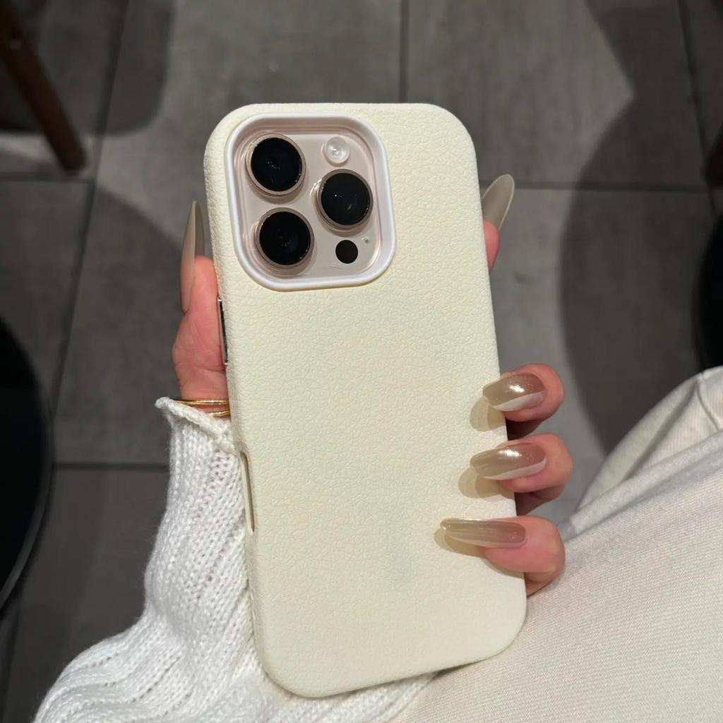 Luxury Candy Color Leather Matte Phone Case For iPhone 11 12 13 14 15 16 17 Pro Max Plus Air Shockproof Bumper Back Cases Cover