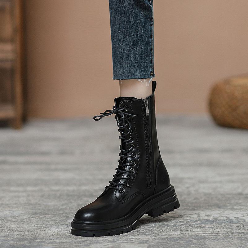 Short Boots 2026 Autumn and Winter New Item Thick Soled Versatile Brown Short Boots with Slim Midsole Single Boots