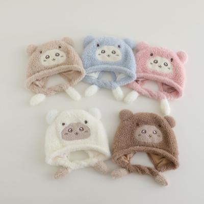 Kinderhüte Plüschmützen für Jungen und Mädchen im Herbst und Winter Cartoon Bär mit zusätzlichem Fleece und verdickten winddichten Schlupfmützen
