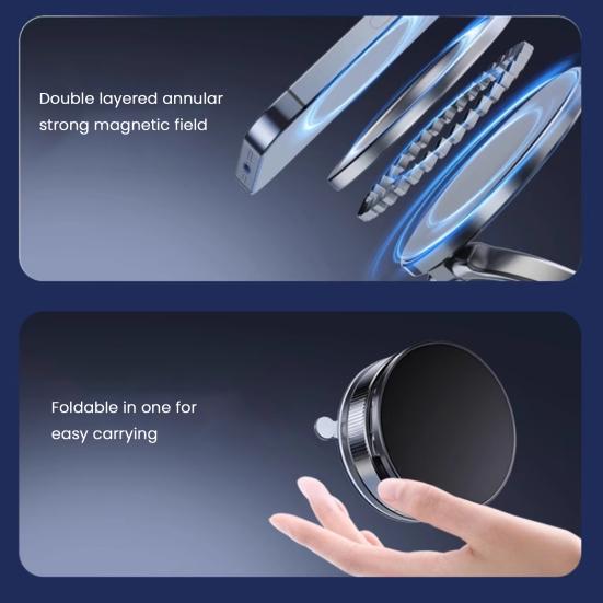 Magnetic Phone Holder Vacuum Suction Stand for Car Gym Kitchen Rotating Foldable Magnetic Holder for Navigation Streaming