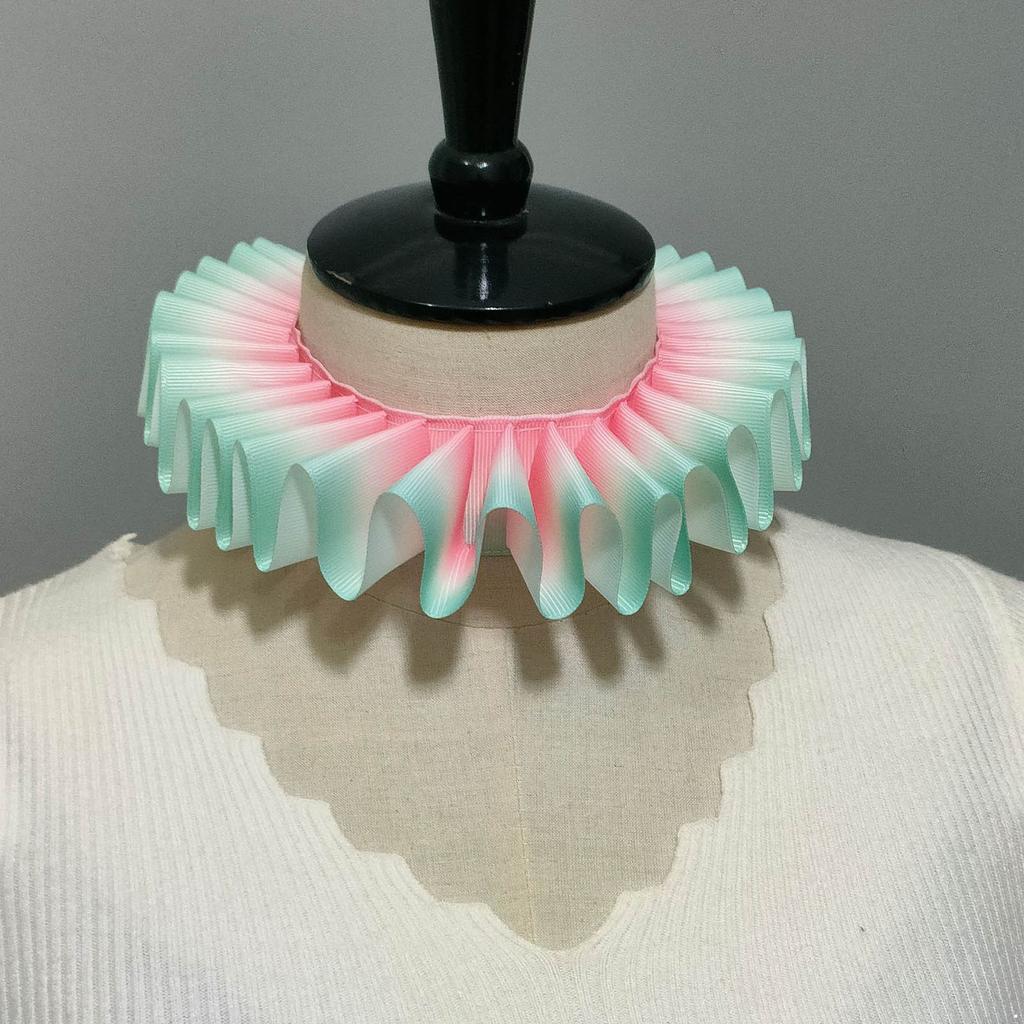 Vintage Organza Ruffle Fake Collar Elizabethan Neck Ruffle Collar Ensembles Clown Neck Collars