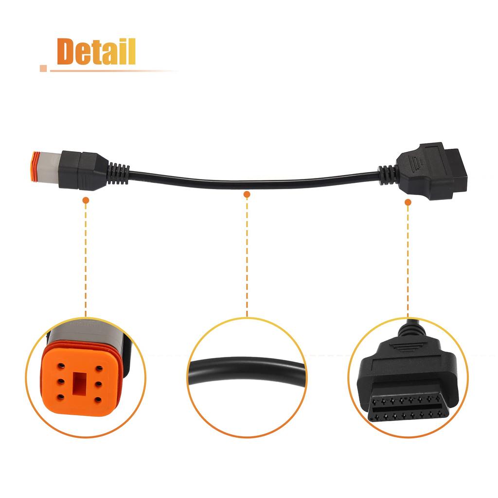 Motoforti 6pinový na OBD2 diagnostický skenerový adaptérový kabel pro motocykl Harley Davidson OBDII