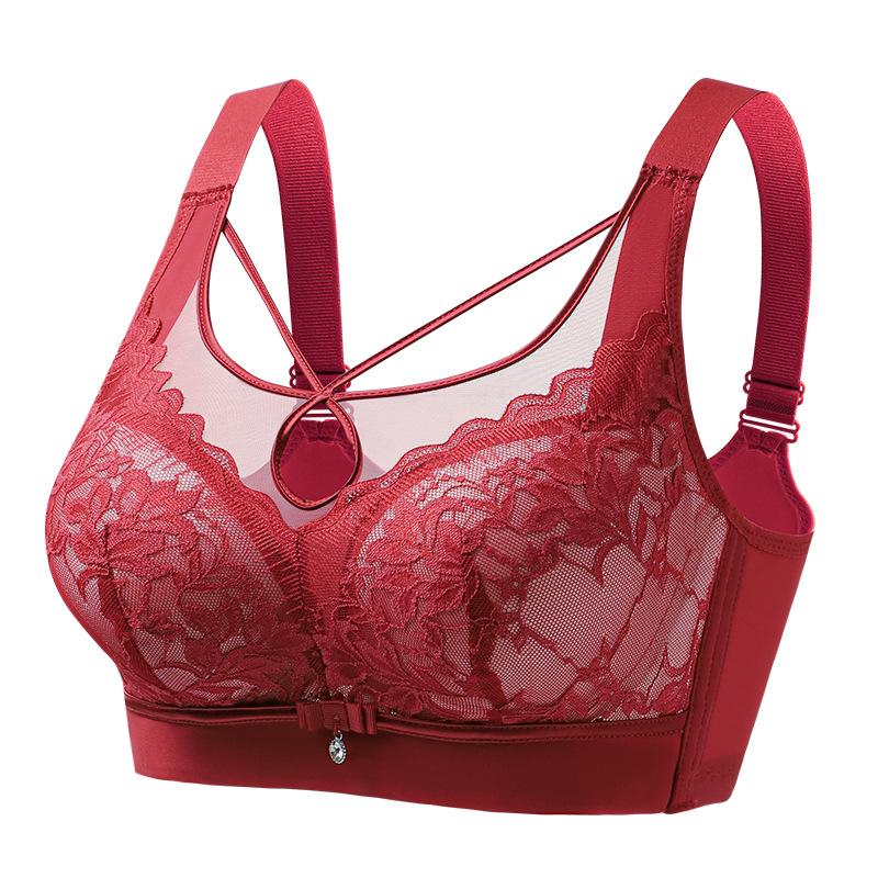 Adjustable bra, no magnetic, no steel ring, gather comfortably, anti-light, large size, full cup, double breasts