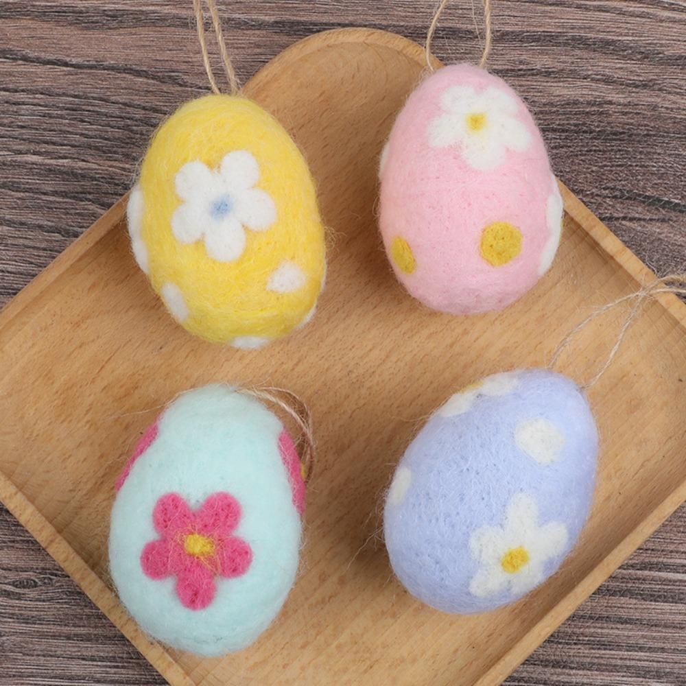 12dílný Velikonoční závěsný vajíčko s květinovým bodkovaným vzorem DIY Velikonoční vajíčkové ozdoby Dětský dárek