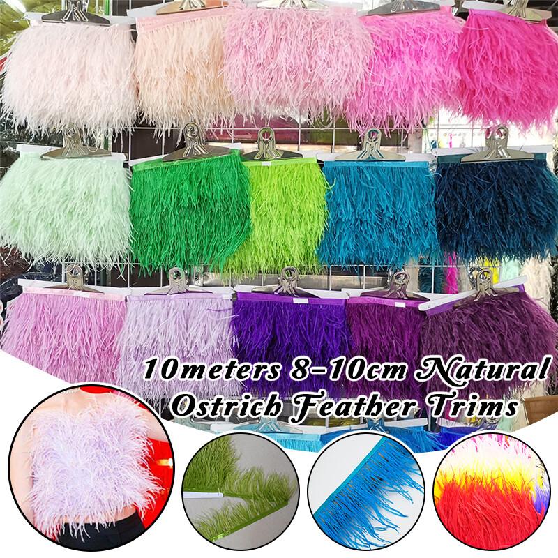 Natural Ostrich Feather Ribbon Trim 10M Diy Sewing Decor for Wedding Dress Clothing Craft Needlework Handicraft Feather Cloth