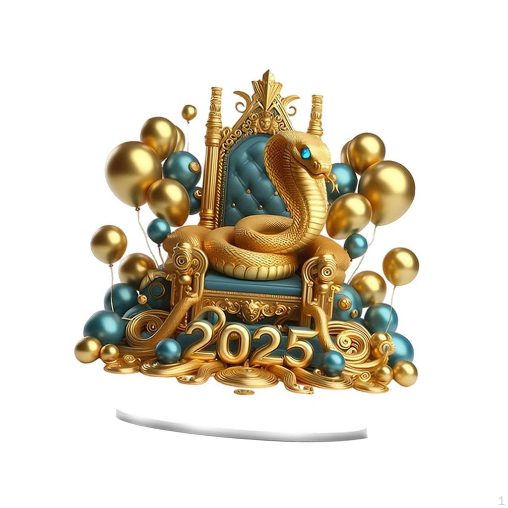 Year of The Snake Acrylic Sign Chinese Lunar Decoration Artwork Desktop Ornament for