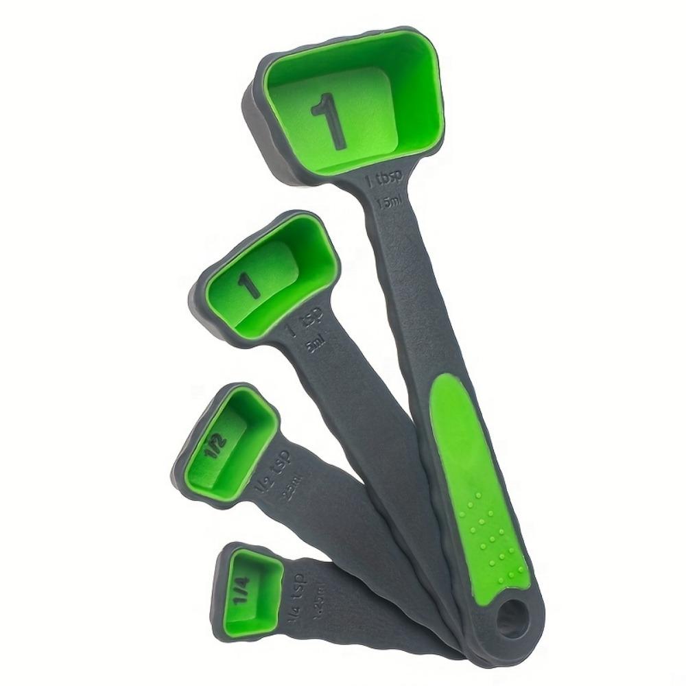 

4/8 шт., набор мерных стаканов и ложек, складные мерные стаканы, измерительные инструменты с гравировкой метрических единиц Measuring Spoon зелёный