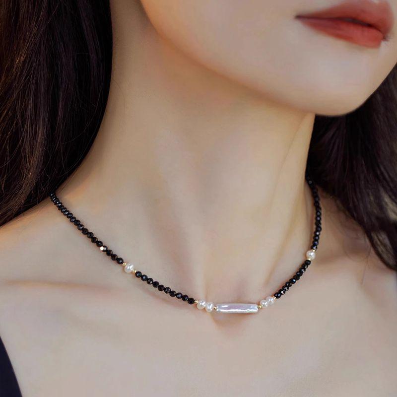 New Arrival Elegant Natural Baroque Freshwater Pearl & Black Crystal 14K Gold Filled Female Set For Necklace Bracelet