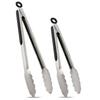 Stainless Steel Kitchen Tongs, 2 Pieces, Lockable Metal Tongs, Non-slip Handle