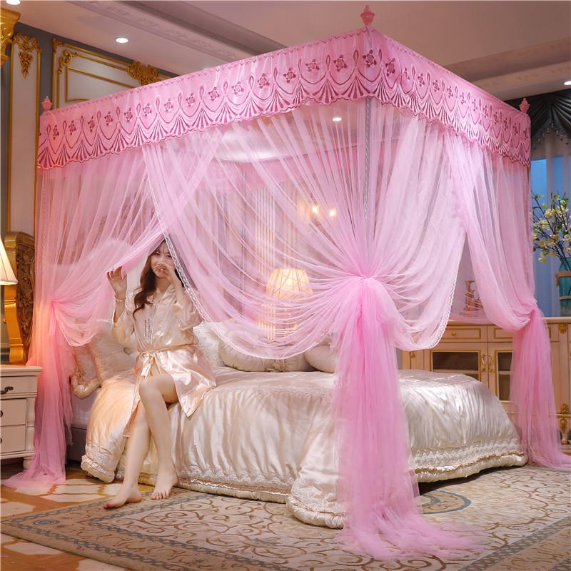Summer Palace Style Floor-Standing Mosquito Net – Thickened, Encrypted Anti-Mosquito Princess Bed Curtains for Home, Bedroom, or Dormitory.