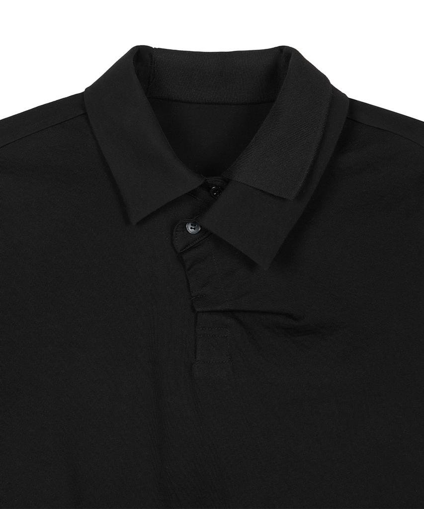 Yusentig Double Collar Slim Asymmetrical Collar T-Shirt Black Aw5Me43310