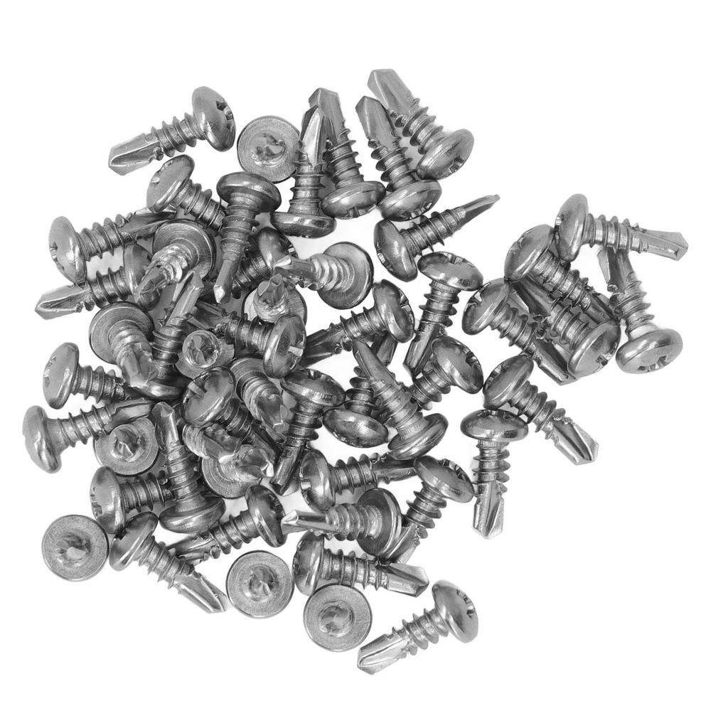 200 Pcs Self Drilling Screw M4.2x13mm 410 Stainless Steel Self Tapping Cross Round Head Drill