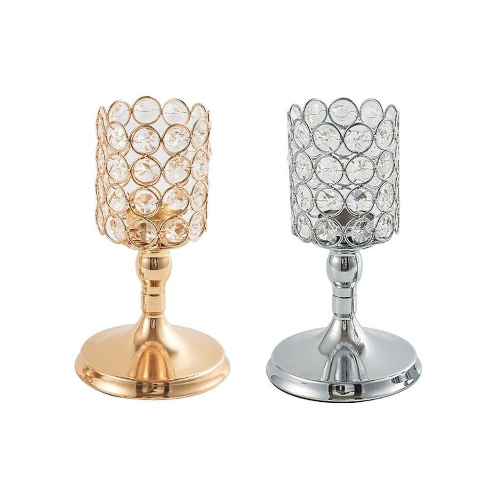 Hollow Crystal Candle Holder Romantic Craft Candelabra Wrought Iron Candlestick Home Wedding