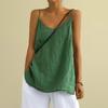 Top da Donna Scollo a V Senza Maniche Canottiere Colore Puro Vestibilità Larga Spalline Sottili Gilet Casual Estivo per Esterno