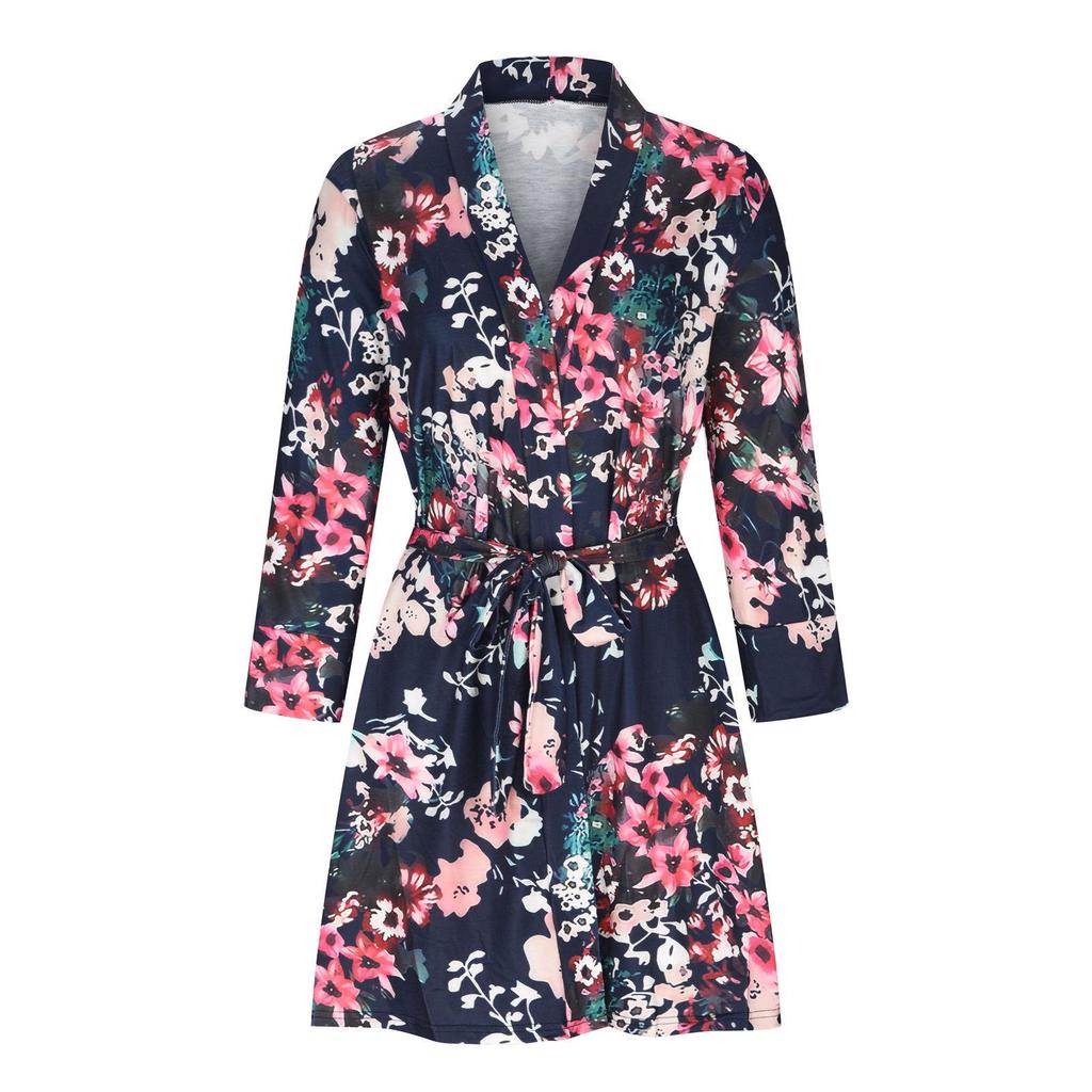 Soft Cotton Women's Kimono Robe - Bathrobe & Loungewear Sleepwear